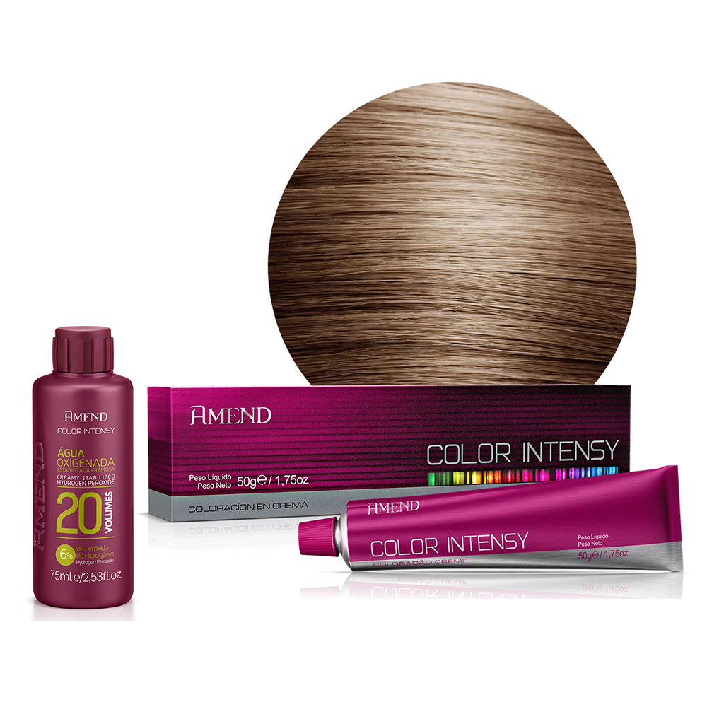 Kit color intensy 7.7 Louro médio Marrom + OX 20